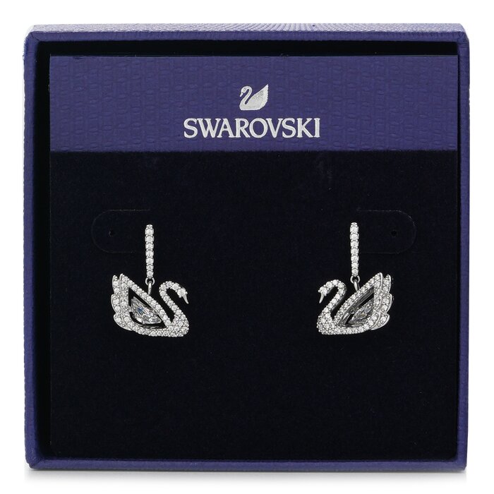 Dancing Swan Drop Earrings Swan 5514420 - White, Rhodium Plated - White
