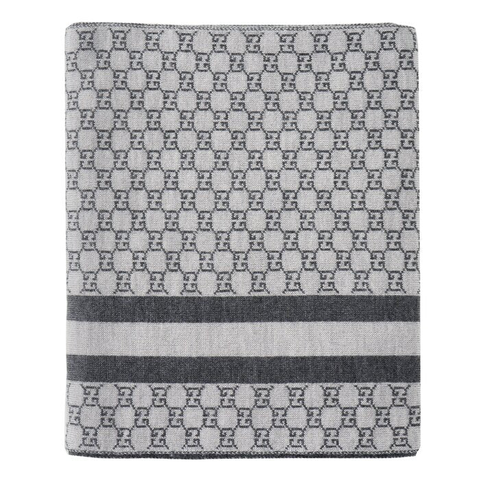Wool Web Stripe Gg Guccissima Scarf 438253 - Grey