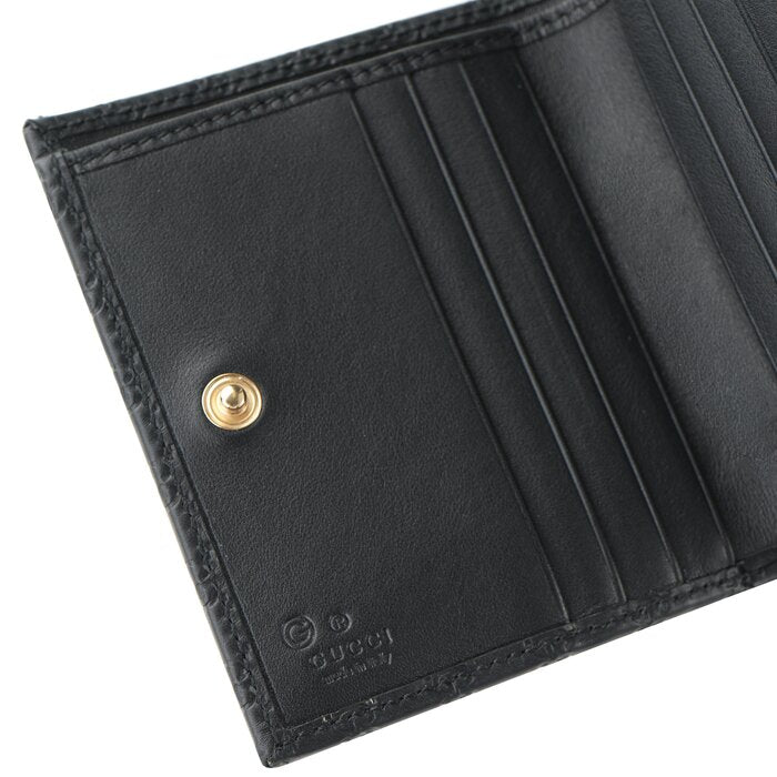 Micro Gg Guccissima Leather Small Bifold Wallet 510318 - Black