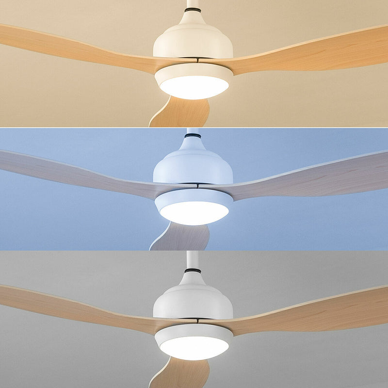 Ventilateur de Plafond avec Lumière LED et 3 Pales ABS Wuled InnovaGoods Bois 36 W 52" Ø132 cm