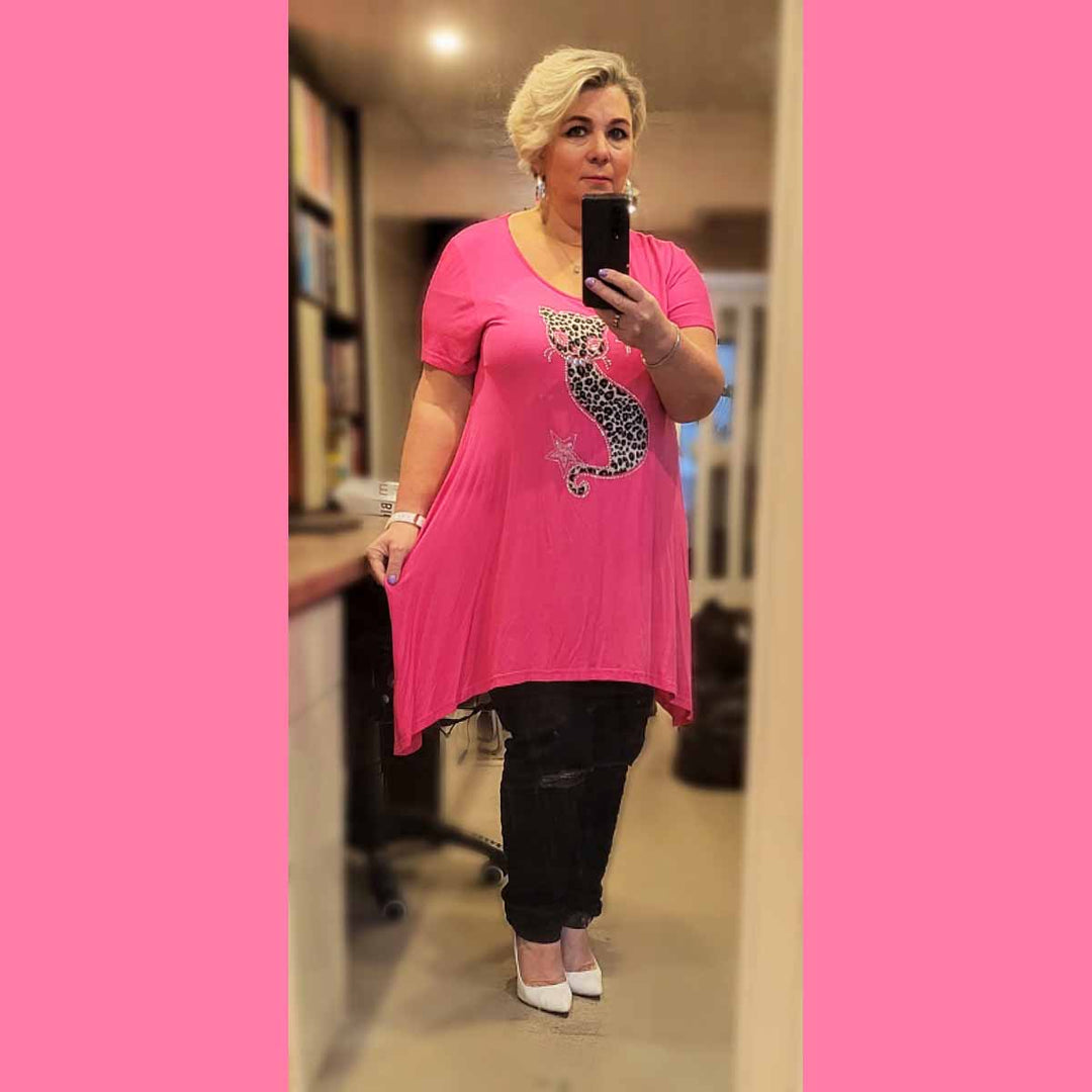 Studded Cat Hanky Hem Long Top