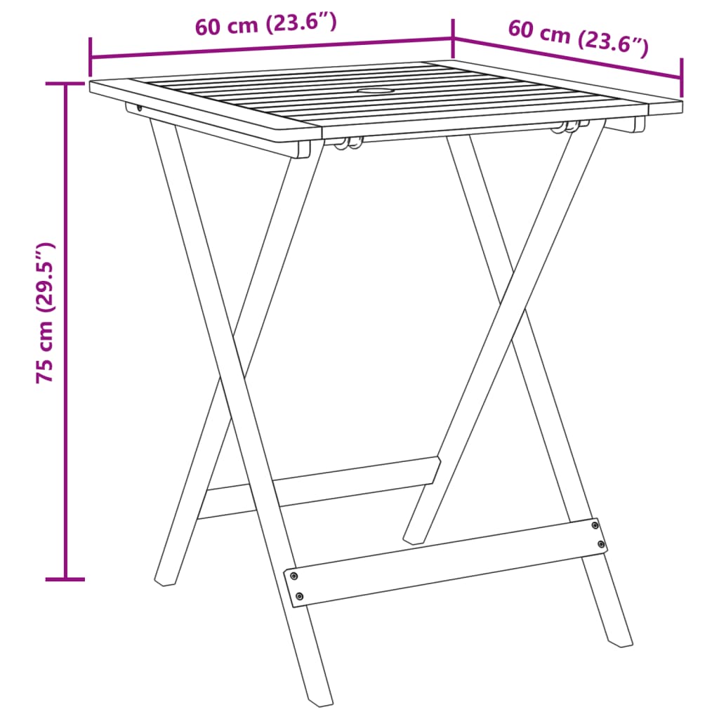 Grynn Acacia Wood - 60 cm Foldable