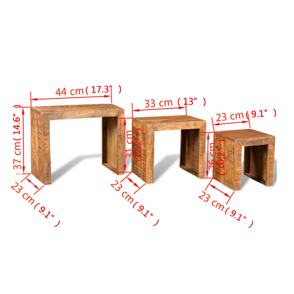 Dario Mango Wood Nesting Tables - 44cm