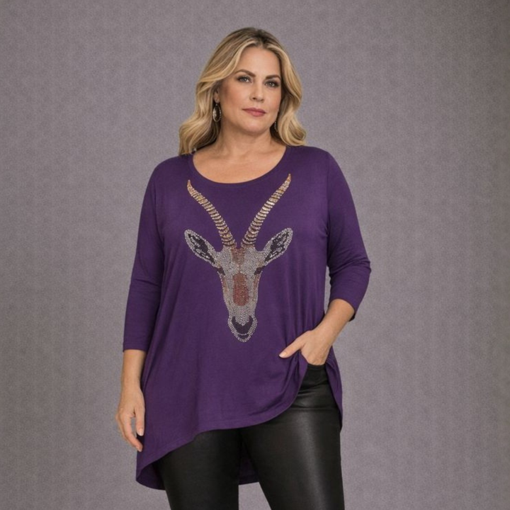 Dipped Hem Diamanté Gazelle Top