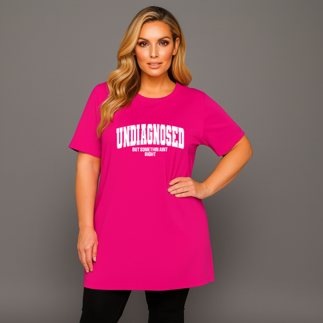 Undiagnosed Plain Short Sleeve Long Length Cotton T-Shirt