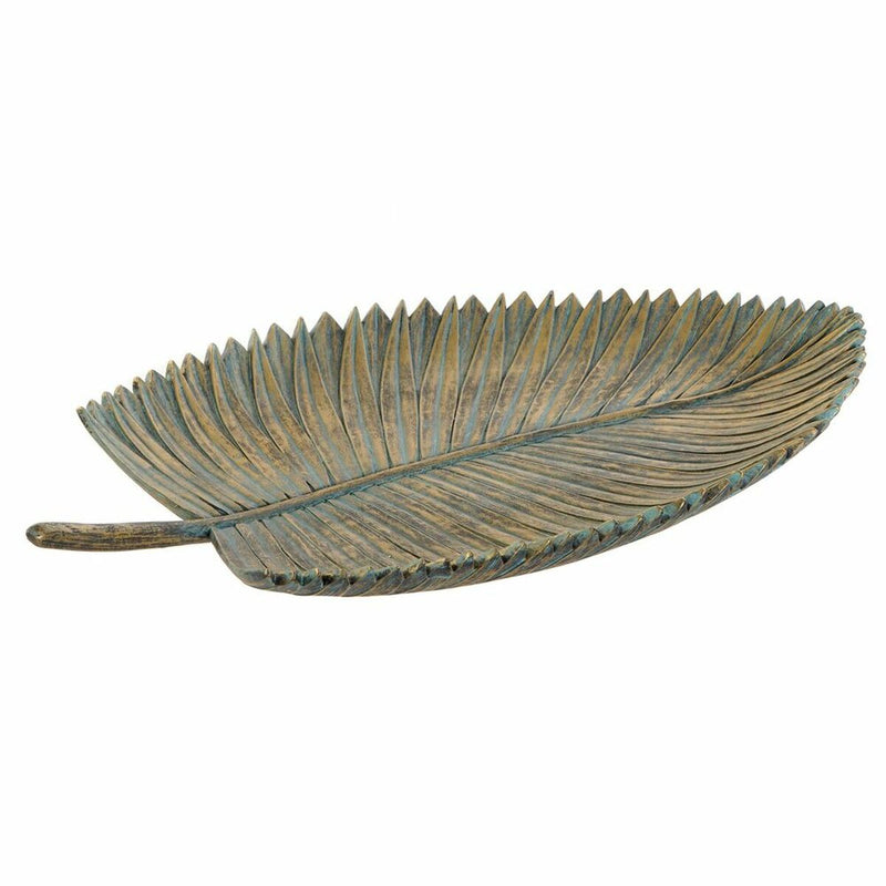 Centerpiece DKD Home Decor 39 x 23 x 5 cm Grey Golden Tropical Leaf of a plant