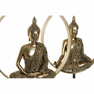 Figura Decorativa DKD Home Decor 26 x 11 x 40 cm Preto Dourado Buda Oriental (2 Unidades)
