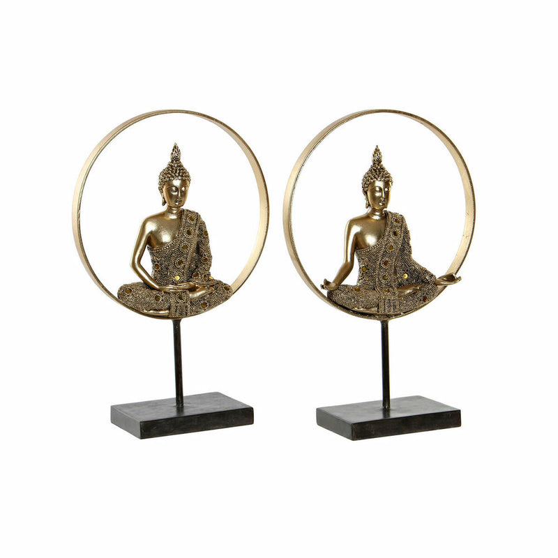 Decorative Figure DKD Home Decor 26 x 11 x 40 cm Black Golden Buddha Oriental (2 Units)