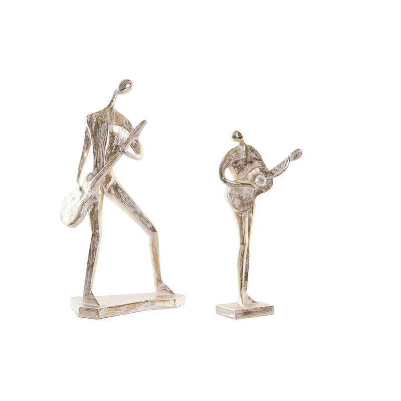 Figurine Décorative DKD Home Decor 21 x 13 x 42 cm 17 x 7,5 x 33 cm Doré Musicien (2 Unités)