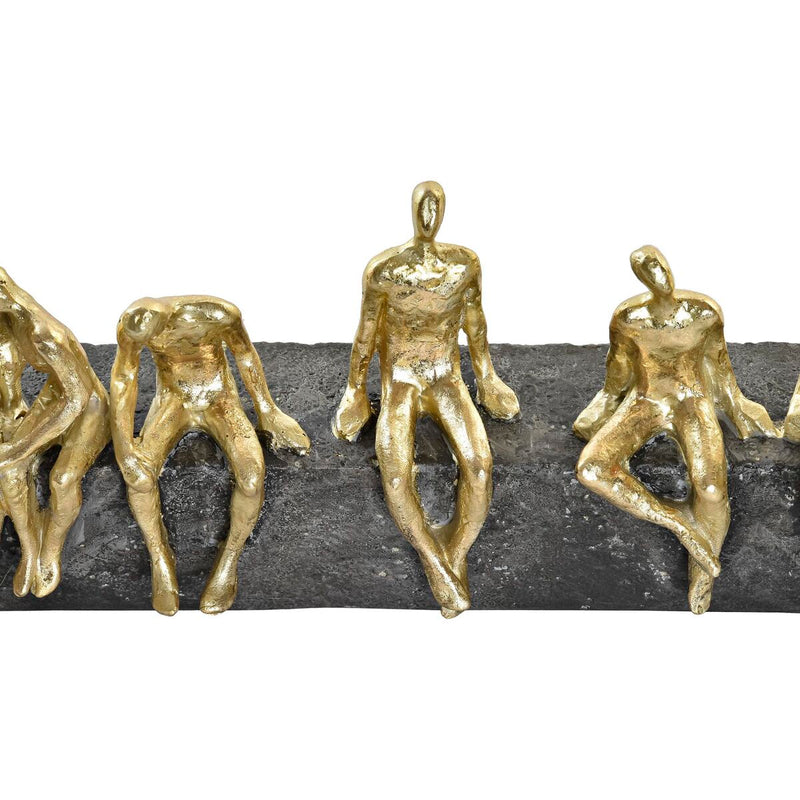Figura Decorativa DKD Home Decor Dourado Resina Cinzento escuro Pessoas Moderno (45,3 x 6,8 x 13,7 cm)