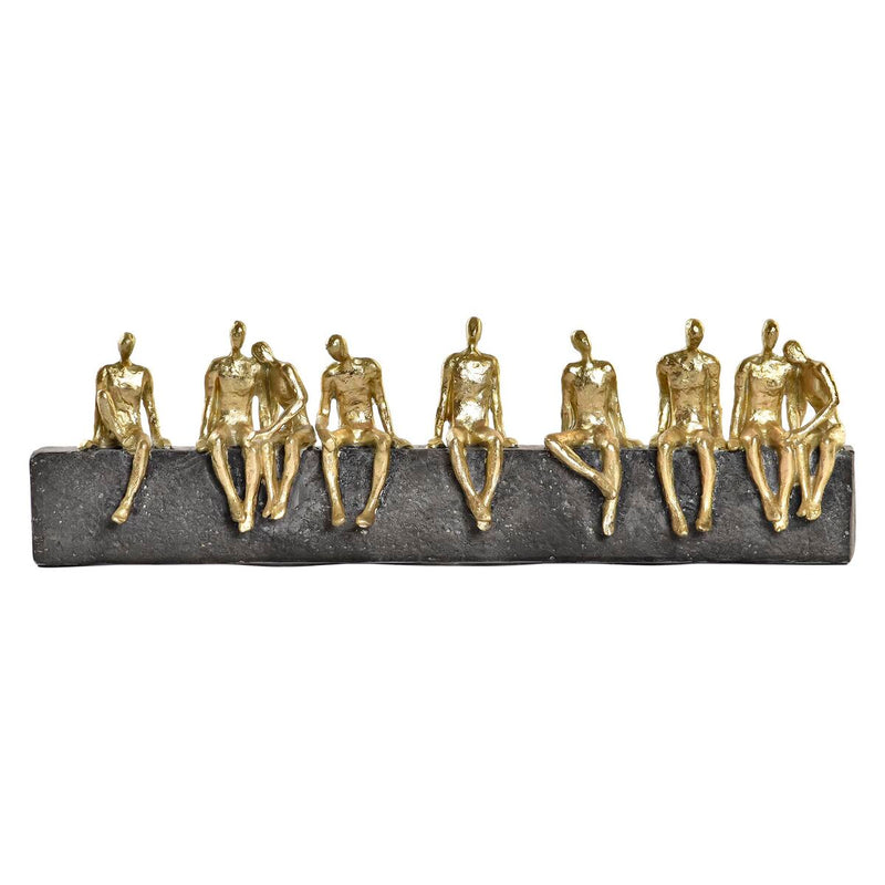 Figura Decorativa DKD Home Decor Dourado Resina Cinzento escuro Pessoas Moderno (45,3 x 6,8 x 13,7 cm)