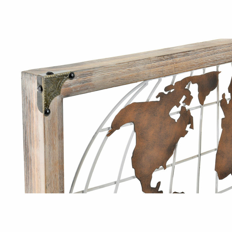 Figura Decorativa DKD Home Decor Natural Metal Cobre Pinheiro Mapa do Mundo (75 x 6 x 46 cm)