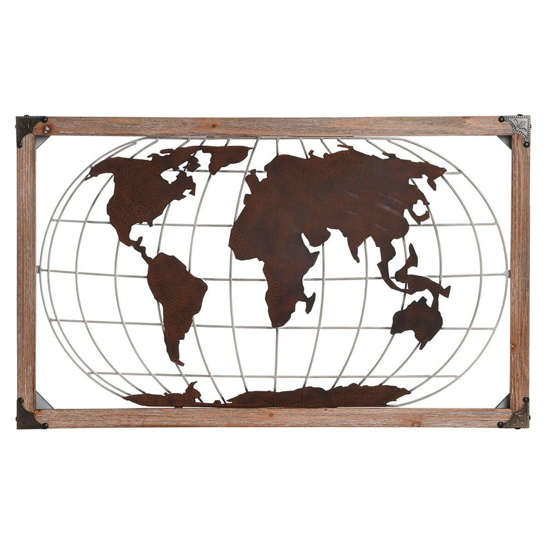 Decorative Figure DKD Home Decor Natural Metal Copper Pinewood World Map (75 x 6 x 46 cm)