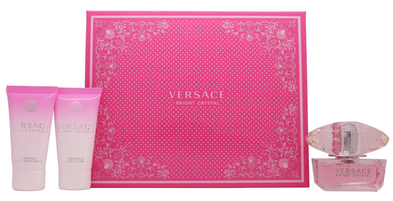 Versace Bright Crystal Gift Set 50ml EDT + 50ml Perfumed Body Lotion + 50ml Parfymerad Bad & Duschgel