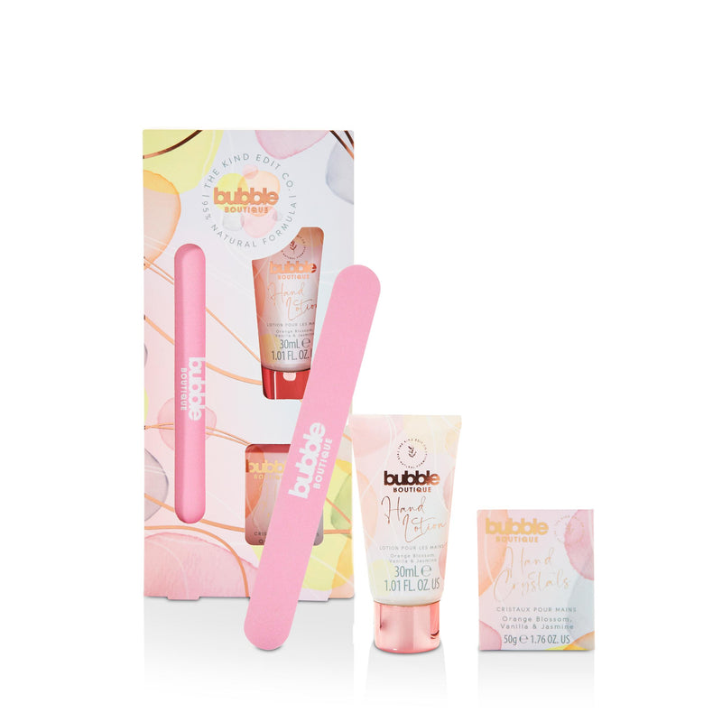 The Kind Edit Co. Bubble Boutique Hand Care Gift Set 30ml Hand Lotion + 50g Hand Crystals + Nail File