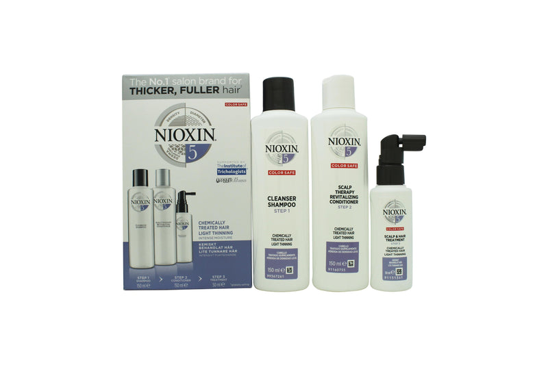 Nioxin 3 Part System No.5 Presentset 3 Delar - Chemically Treated Hair with Light Thinning (1 x 150ml Cleanser Schampo1 x 150ml Scalp Therapy Revitalising Balsam1 x 50ml Hårbotten & Hår Treatment)