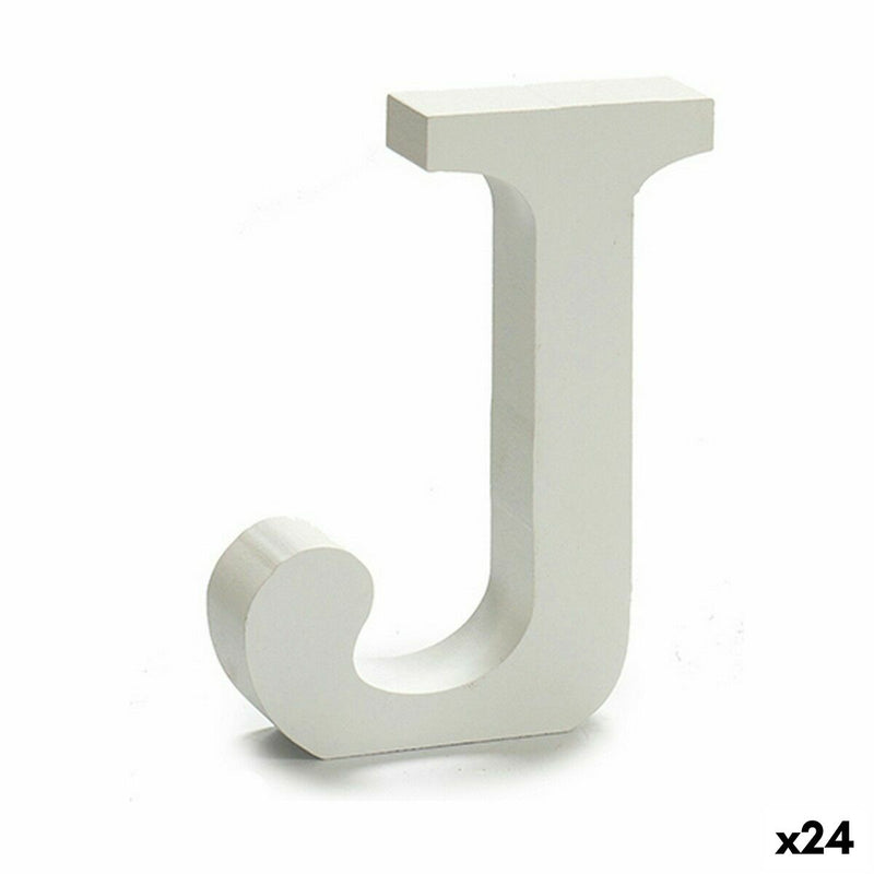 Letter J Wood White (2 x 16 x 14,5 cm) (24 Units)