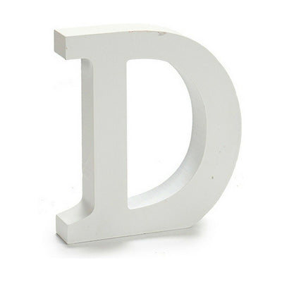 Letter D Wood White (2 x 16 x 14,5 cm) (24 Units)