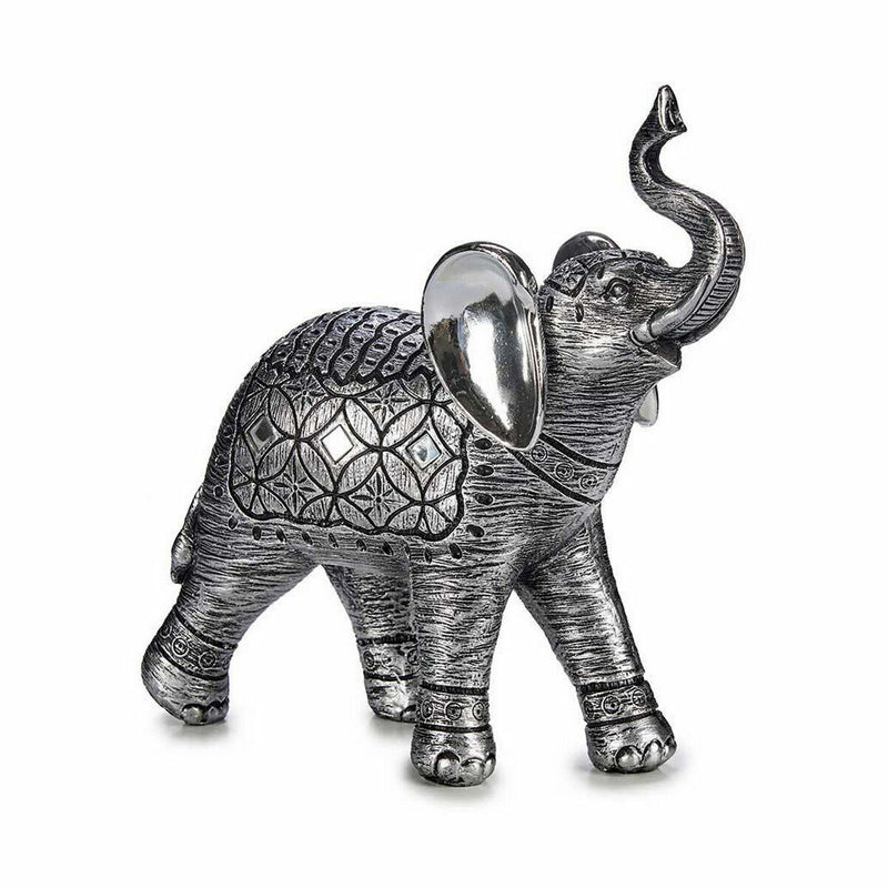 Figura Decorativa Elefante Prateado 27,5 x 27 x 11 cm (4 Unidades)