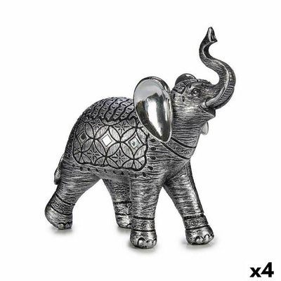 Figura Decorativa Elefante Prateado 27,5 x 27 x 11 cm (4 Unidades)