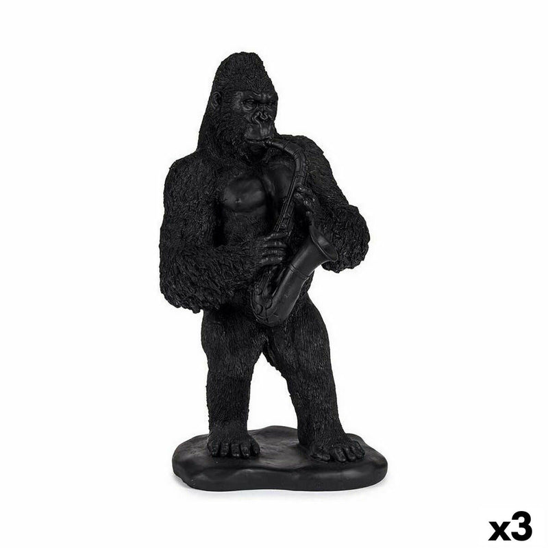 Figura Decorativa Gorila Saxofone Preto 15 x 38,8 x 22 cm (3 Unidades)