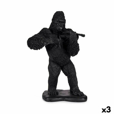 Figurine Décorative Gorille Violon Noir 17 x 41 x 30 cm (3 Unités)