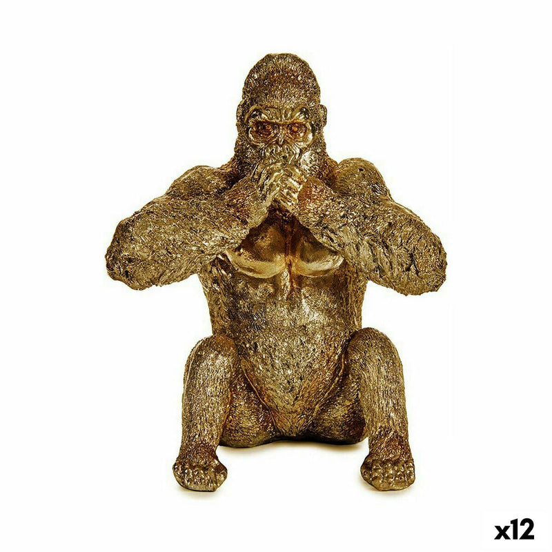 Figura Decorativa Gorila Yoga Dourado 11 x 18 x 16,2 cm (12 Unidades)