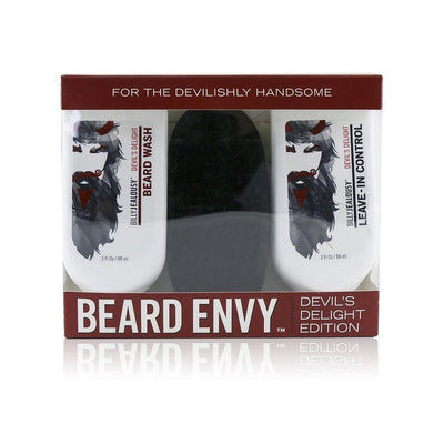 Devil's Delight Beard Envy Kit: 1x Beard Wash 88ml + 1x Leave-in Control 88ml + 1x Beard Brush - 3pcs