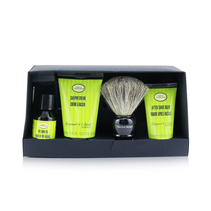 The Four Elements Of The Perfect Shave Set With Bag - Bergamot & Neroli : Pre Shave Oil + Shave Crm + A/s Balm + Brush + Razor - 5pcs+1Bag