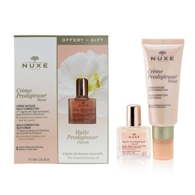 Nuxe Gift Set: Creme Prodigieuse Boost Multi-correction Silky Cream 40ml + Huile Prodigieuse Florale Multi-purpose Dry Oil 10ml - 2pcs