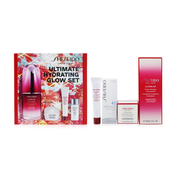 Ultimate Hydrating Glow Set: Ultimune Power Infusing Concentrate 30ml + Moisturizing Gel Cream 10ml + Eye Concentrate 5ml + Spf 42 Sunscreen 7ml -