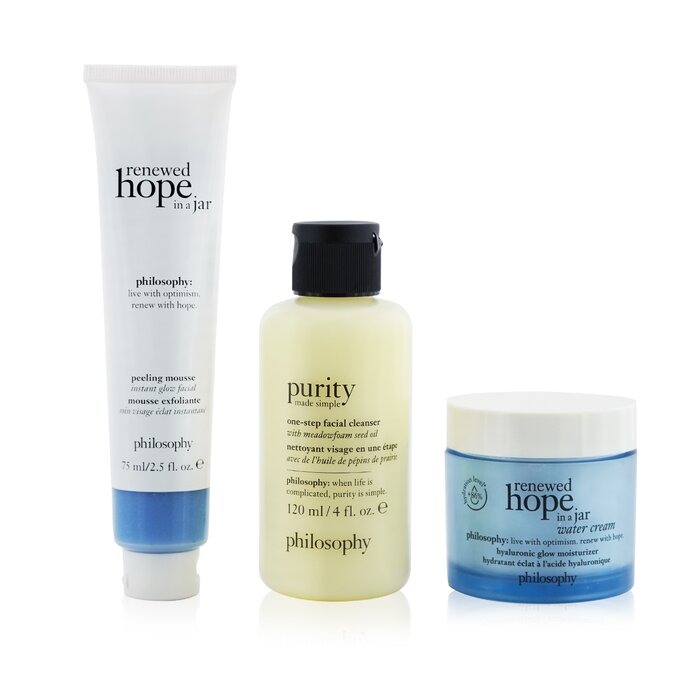 Smooth, Glowing & Hopeful 3-pieces Set: Renewed Hope In A Jar Peeling Mousse 75ml +  One-step Facial Cleanser 120ml + Renewed Hope In A Jar
