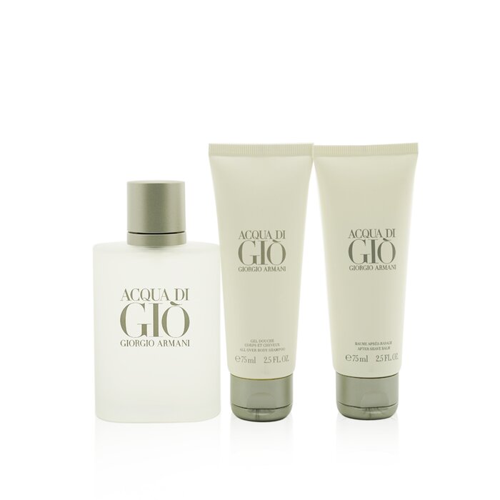 Acqua Di Gio Coffret: Eau De Toilette Spray 100ml/3.4oz + All Over Body Shampoo 75ml/2.5oz + A/s Balm 75ml/2.5oz - 3pcs