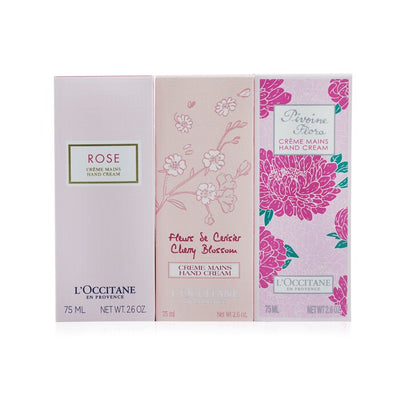 Pink Flowers Hand Cream Collection: Pivoine Flora + Rose + Cherry Blossom - 3x75ml/2.6oz