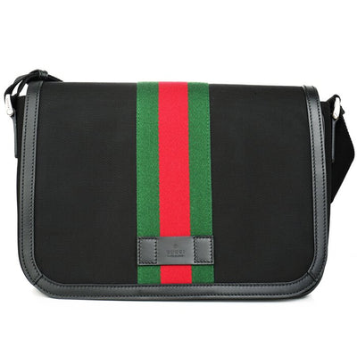 Techno Canvas Web Stripe Black Messenger Bag 630921 - Fixed Size