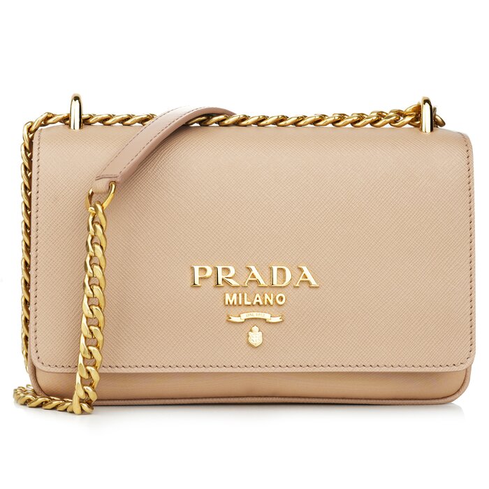 Prada Plain Leather Logo Handbag 1bd144 - Nude