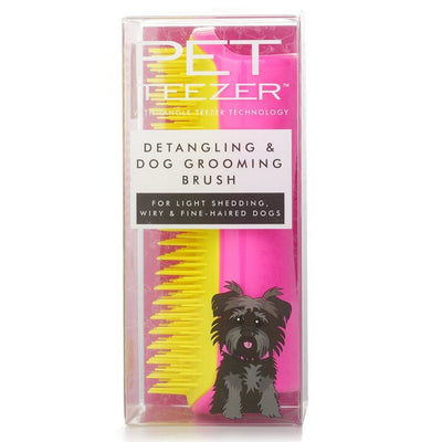 Detangling & Dog Grooming Brush (for Light Shedding, Wiry & Fine Haired Dogs) - # Pink / Yellow - 1pcs
