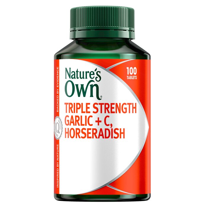 [authorized Sales Agent] Nature's Own Triple Strength Garlic + C, Horseradish - 100 Tablets - 100pcs/box